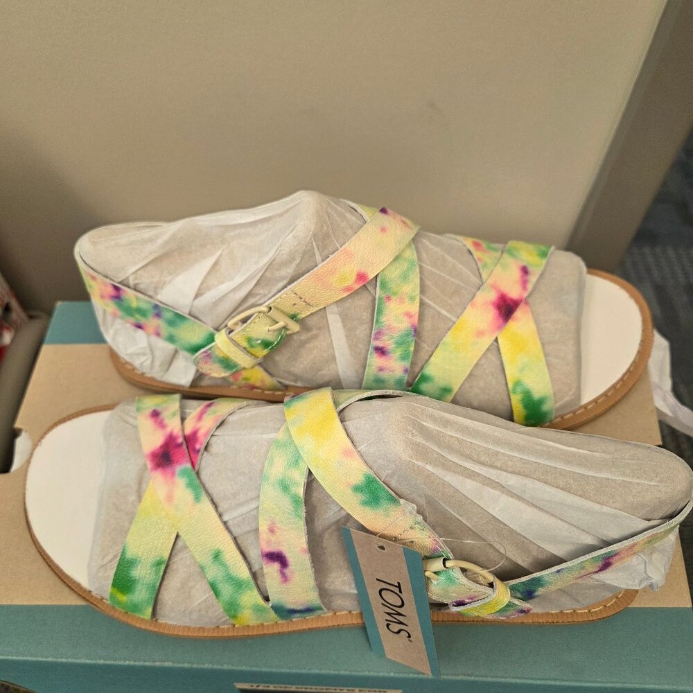 Tom's Sicily Slingback Multi Tie Dye Sandals in Women's Size 8. Colorful… - Picture 2 of 10